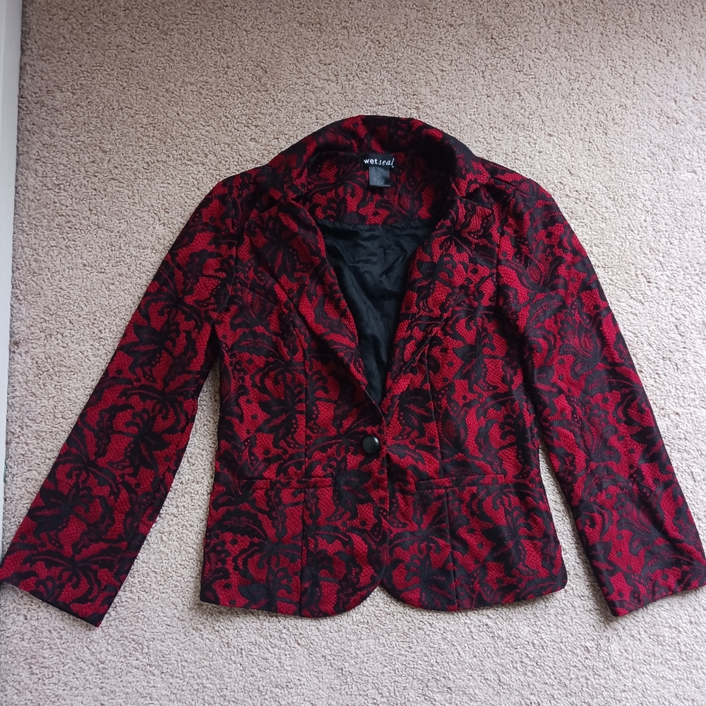Elegant Red and Black Women's Jacket